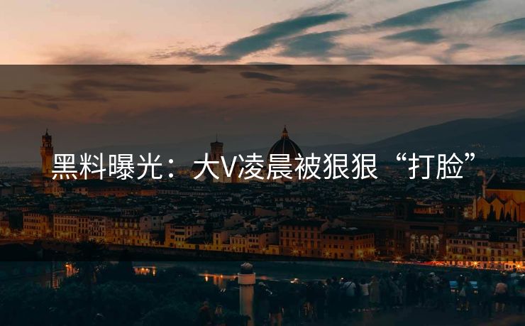 黑料曝光：大V凌晨被狠狠“打脸”