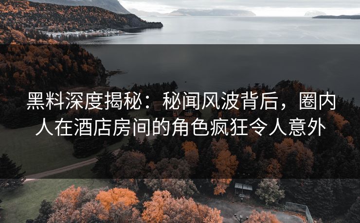 黑料深度揭秘：秘闻风波背后，圈内人在酒店房间的角色疯狂令人意外