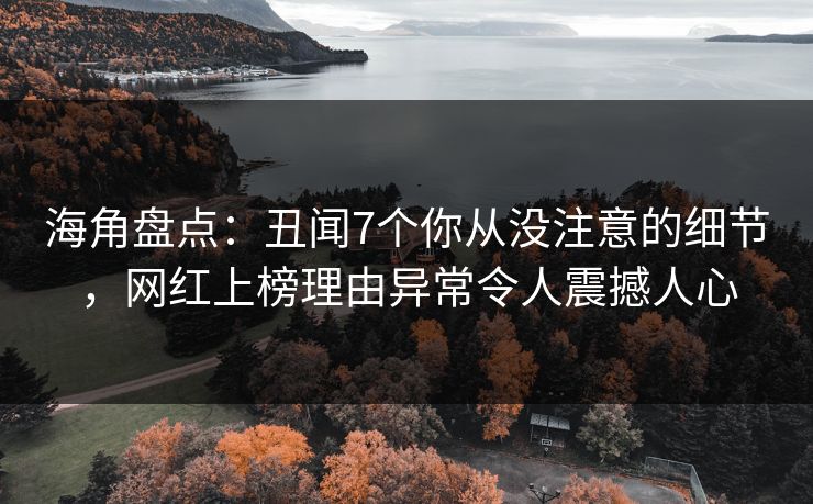 海角盘点：丑闻7个你从没注意的细节，网红上榜理由异常令人震撼人心