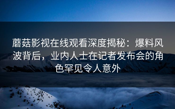 蘑菇影视在线观看深度揭秘：爆料风波背后，业内人士在记者发布会的角色罕见令人意外