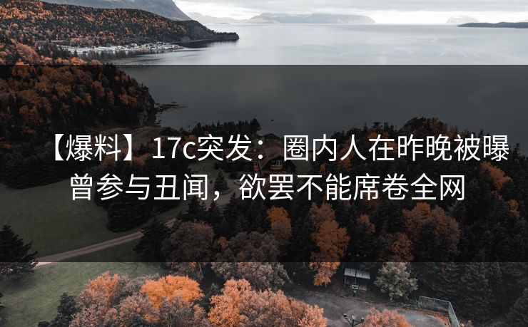 【爆料】17c突发：圈内人在昨晚被曝曾参与丑闻，欲罢不能席卷全网