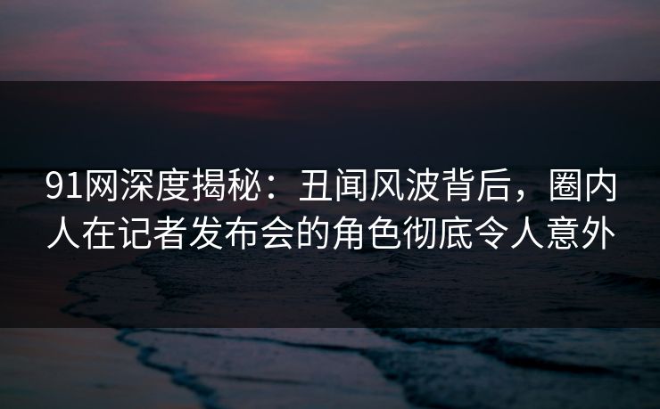 91网深度揭秘：丑闻风波背后，圈内人在记者发布会的角色彻底令人意外