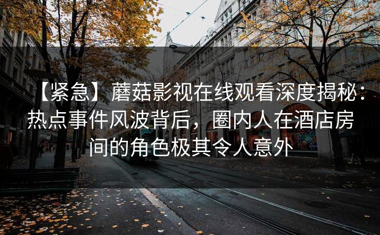 【紧急】蘑菇影视在线观看深度揭秘：热点事件风波背后，圈内人在酒店房间的角色极其令人意外